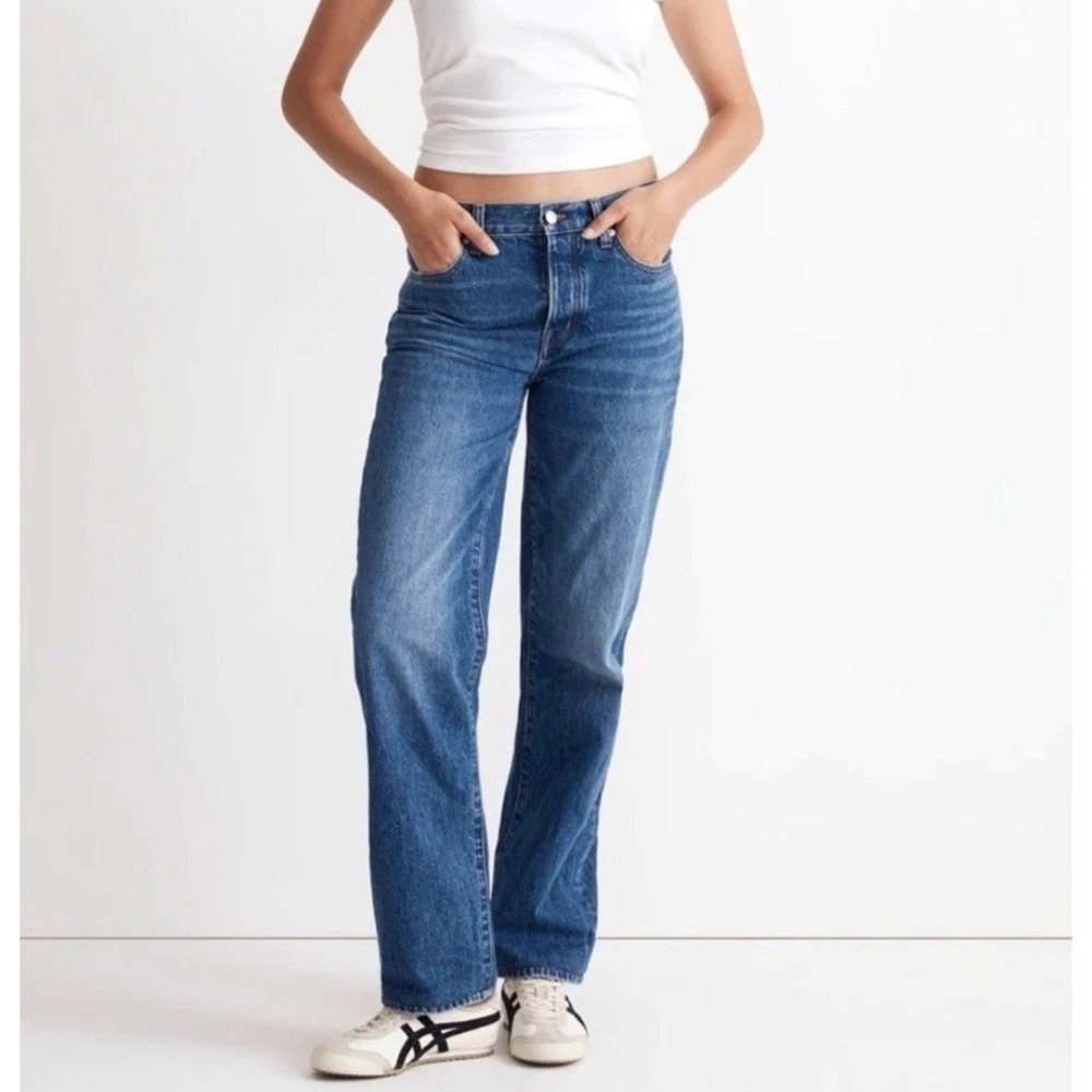 Madewell Low-Slung Straight Jeans Womens 31 Blue Excellent Medium Wash Denim